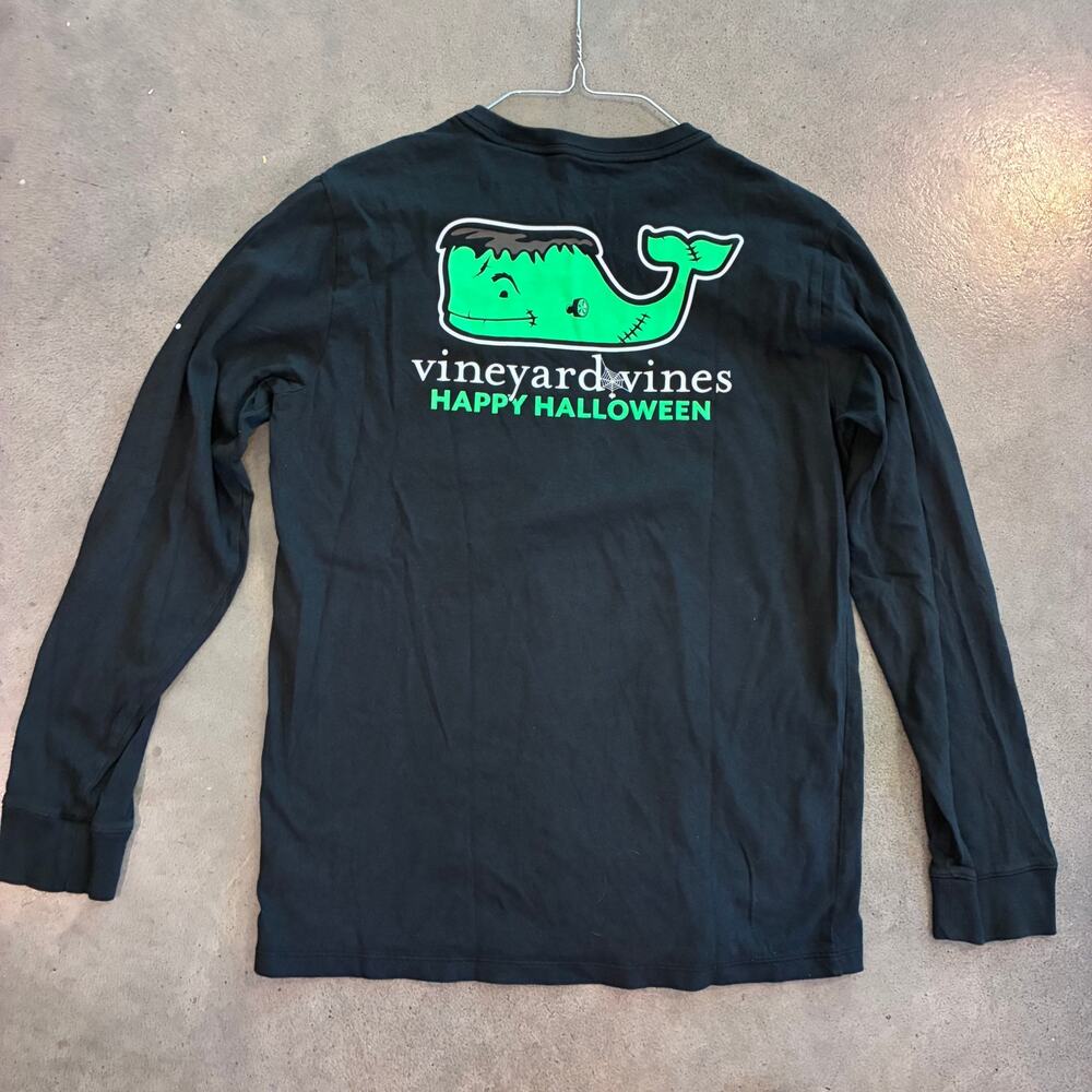 Vineyard Vines Halloween Frankenstein whale black cotton long sleeve Boys Large